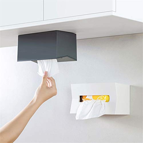 Preisvergleich Produktbild CRITY Taschentücherbox, Multifunktional Taschentuchhalter Wandhalterung Aufbewahrungsbox Selbstklebend Lagerregal Wasserdicht Toilettenpapierkasten Zuhause Badezimmer Zubehör (Weiß)