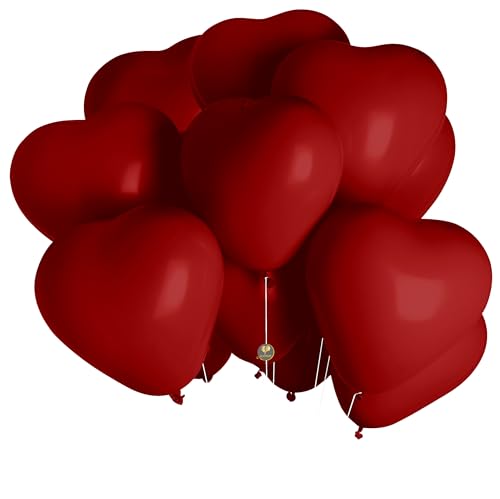 Image of AFTERLOON Biodegradable Balloons 24 pcs Red 12 Inch Heart Shaped, Natural Rubber Latex Plastic-Free Alternative Durable Thickened Extra Strong Helium Float, Proposal Marriage Love Wedding Decor