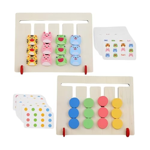 Image of Happy Hues Montessori Four-Color Game Intelligence Toy - Wooden Slide Puzzle for Toddlers,