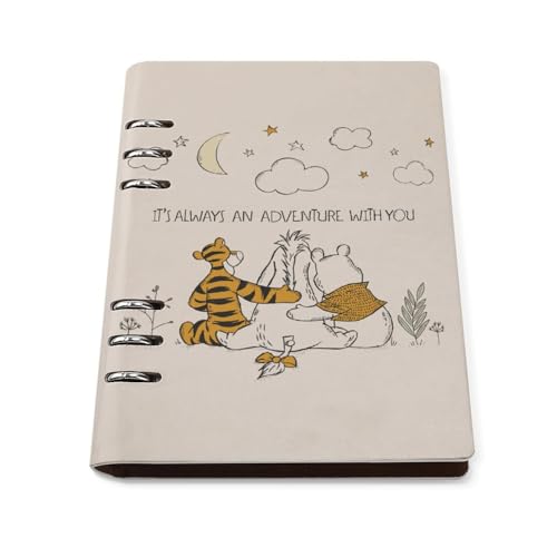 ノートブック くまのプーさん PUレザー バインダーノート 手帳 ニメモ帳 日記帳 6穴 A5サイズ オフィス用品 文房具 差し替え可