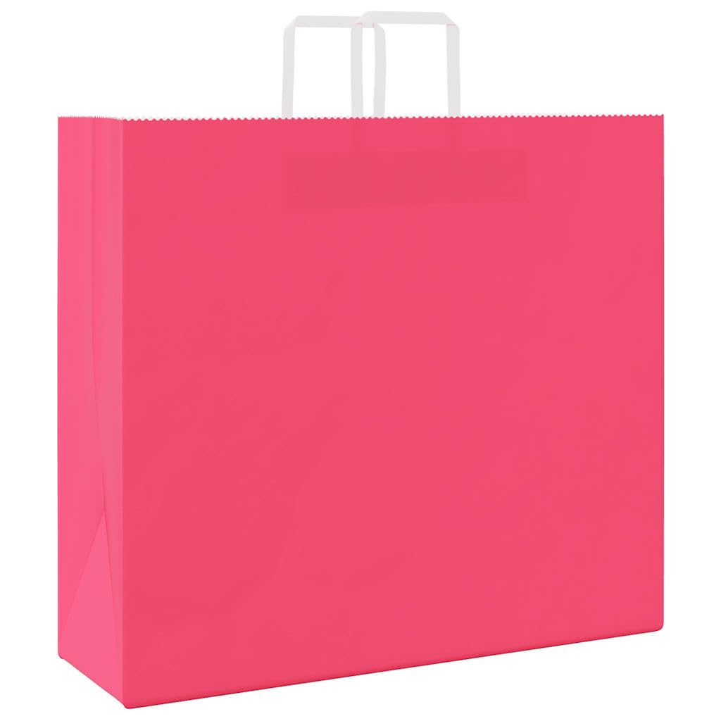 Różowe torby papierowe kraft 54 x 15 x 49 cm z uchwytami linowymi, 250 sztuk, na imprezy, prezenty i zakupy