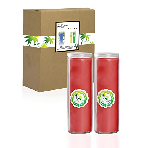 Cocosoy Jumbo Glass Organic Candles, 9-Day Devotional Prayer Sanctuary Candles. Great For Religious, Memorial, Vigils, Prayers, Blessing. Botanical Coconut Soy Wax, Set 2 Red Candles #TOP13
