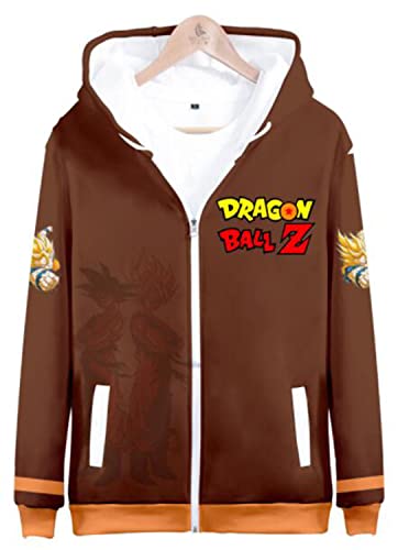 WANHONGYUE Anime Dragon Ball Z Goku 3D Impresión Sudadera con Capucha Chaqueta Cosplay Disfraz Zip Hoodie Jacket Sweat Abrigo 663/1 M