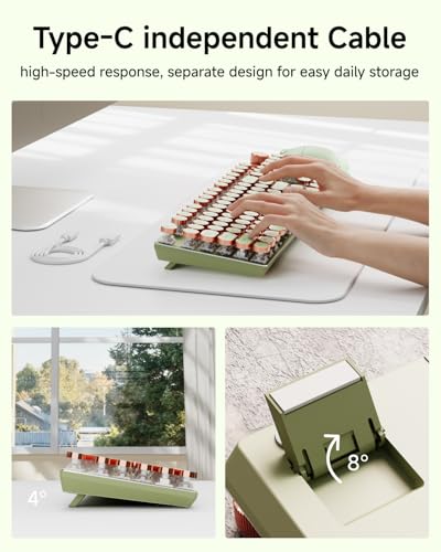 EWEADN Mechanical Gaming Keyboard Typewriter Style Switch LED Backlight Media Control Button