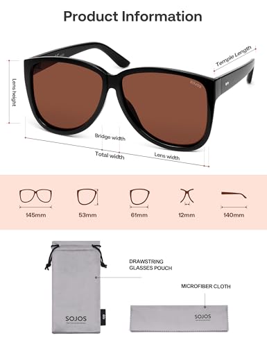 Image of SOJOS Trendy Big Oversized Polarized Sunglasses Womens Mens, 70s 80s Retro Vintage Pilot Shades SJ2643