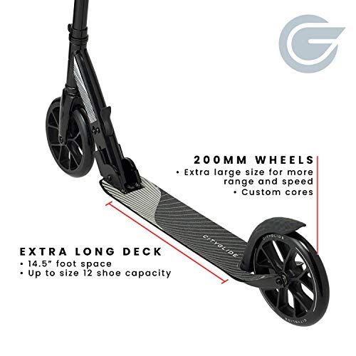 Image of C200 Kick Scooter for Adults, Teens - Foldable, Lightweight, Adujustable - Carries Heavy Adults 220LB Max Load (Black)