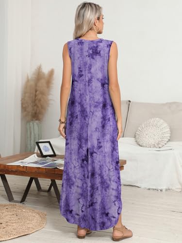 Image of BELAROI Womens Plus Size Maxi Dress Sundress Summer Casual Sleeveless V Neck Pockets Beach Swimsuit Coverup Loose