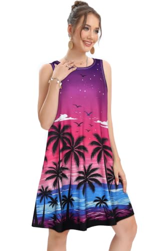 Image of elescat Women's Summer Dresses Casual Sleeveless Loose Sundress with Pocket