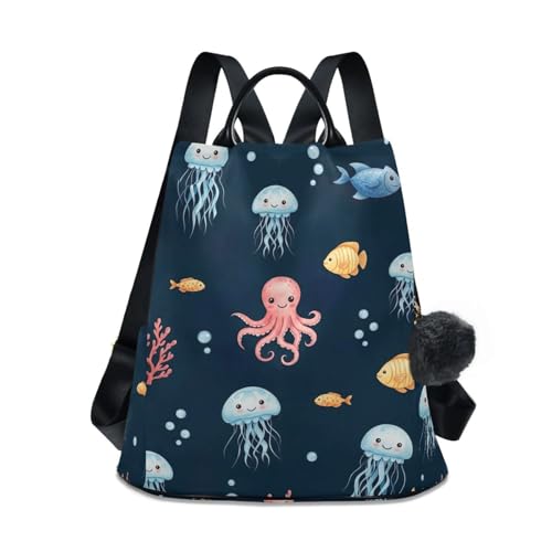 Mochila de medusas coral para mujer ideal para paseos urbanos y viajes