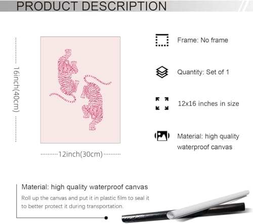 Heltrappe Pink Fashion Leopard Poster Trendy Y2k Cheetah Canvas Art for Living Room 12x16 Inch