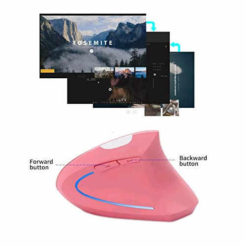 Image of Vertical Mouse, Ergonomic Vertical Mouse, 2.4G High Precision Optical Mice 800 /1200 /1600 for PC Laptop Desktop Mac (Wireless Pink)