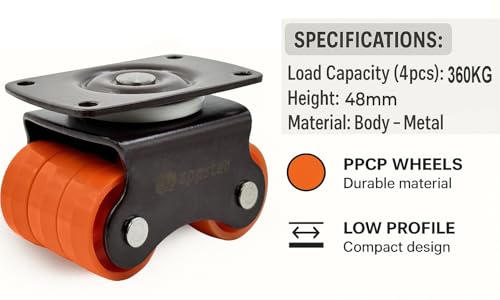 Image of 4pcs Revolving Caster Wheel 360KG Load Capacity | Roller Sixer Castor Wheels Size: 30mm | 360 Degrees Rotating Heavy Duty for Trolley, Furniture, Table, Sofa, Bed Etc - Pack of 4pcs