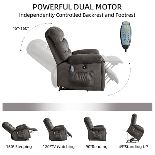 Sillón eléctrico reclinable plegable gris oscuro miniatura 4