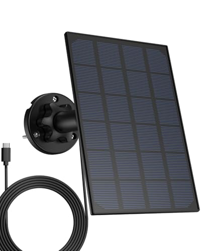Solarpanel für Überwachungskameras, 5W Kamera solarpanel,USB-Typ-C-Schnittstelle, verstellbare Halterung, einfach zu installierendes Solarpanel