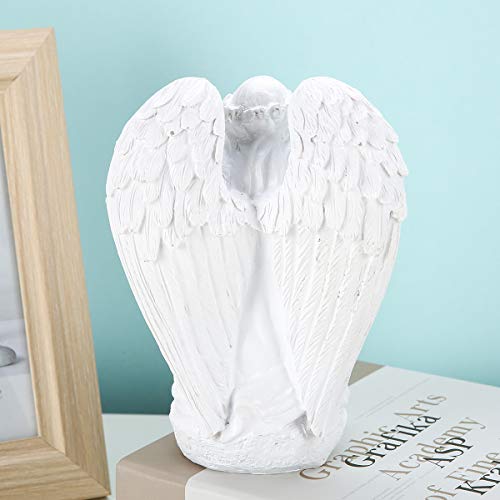 Estatua Ángel Guardián Yangmei Resina Blanca Decoración miniatura 4