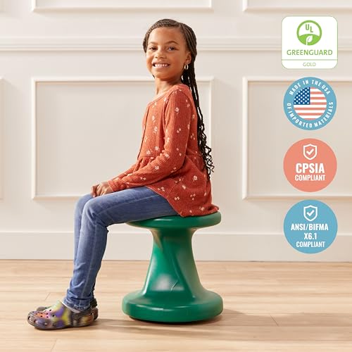 Image of ECR4Kids Twist Active Wobble Stool, 14in Seat Height, Classroom Furniture, Green