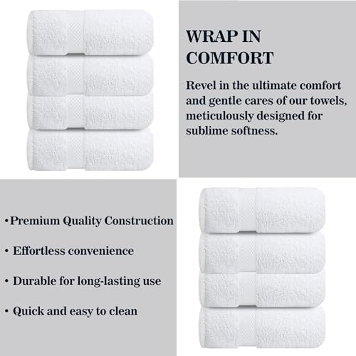 Image of Sulfar 100% Combed Cotton, Quick Drying Highly Absorbent, Luxury Hand Towel Set (Pack of 4, 40 X 70 cm) White