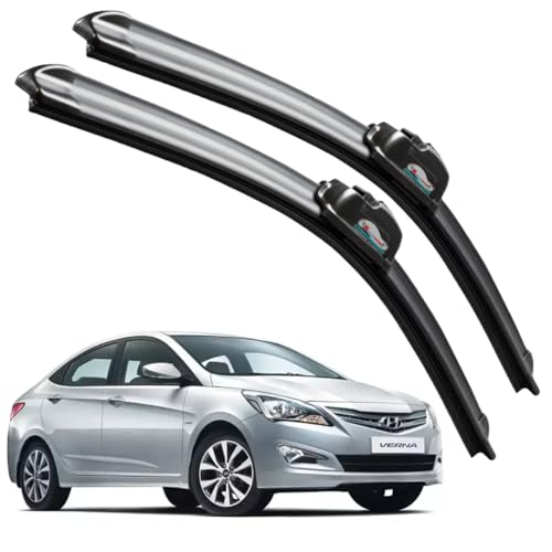 Image of Frameless Rubber Car Wiper Blades Set of 2 Compatible with (Verna Old (2013-2016) (D-24,P-16))