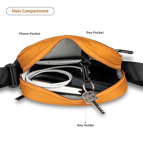 ELMIRA Sling Bag for Men and Women Water-Resistant Passport bag Small One Side Shockproof Travel Cross Body Messenger Handbag