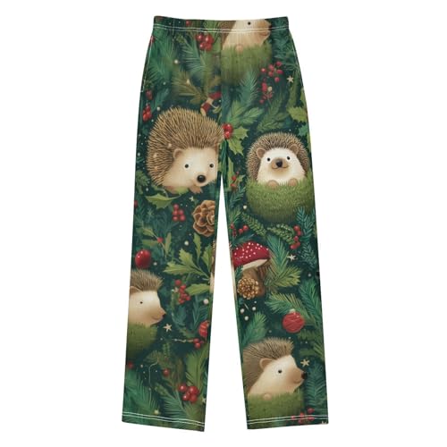 ZZXXB Hedgehog Pine Tree Berry Boys Long Pants Soft Trousers Elastic Waist Kids Lounge Bottoms with Pockets S-XL