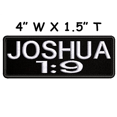 Joshua 1:9 Bible Verse White Text Embroidered Patch Iron-On/Sew-On Religious Scripture Jesus Christ Christian Bikers Badge Emblem Name Tag Gift Applique For Vest Jacket Jeans Bag Backpack Clothing #TOP1