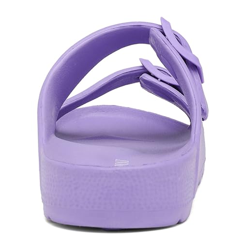 Image of INMINPIN Boys Girls Double Buckle Slide Sandals Comfort Beach Pool Shower Slippers Adjustable Indoor Outdoor Little Kid /Big Kid