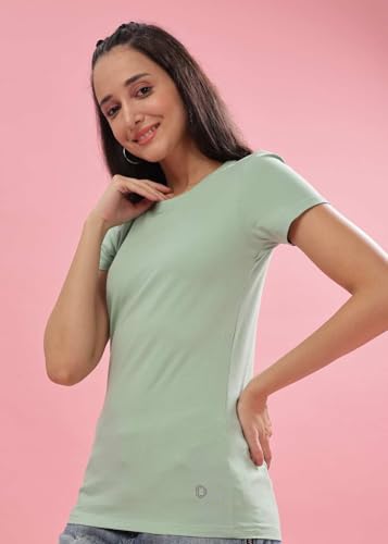 Image of Dollar Women's Solid Stretchable Cotton Round Neck Tshirt