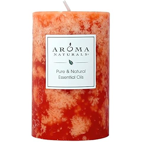 Aroma Naturals Orange and Cedar Essential Oil Scented Pillar Candle, Clarity, 2.5 inch x 4 inch Cover