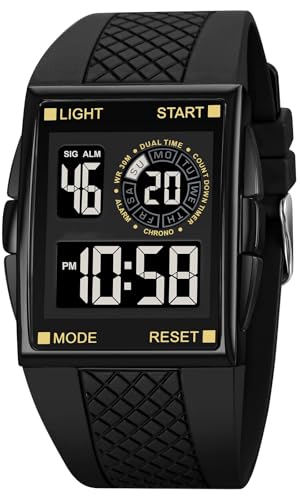 Montre de sport numérique avec compte à rebours XCZAP carrée et étanche