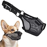 Soft Mesh Dog Muzzle for Small Dogs, Breathable and Lightweight, Adjustable Fit with Open-Front Design Allows Dogs to Pant and Drink Freely, Prevents Biting, Barking, Chewing and Scavenging - Size S