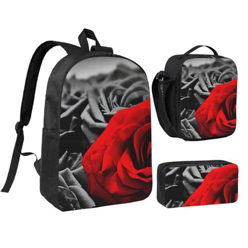 Sac à dos 3 en 1 noir de 43,2 cm avec sa boîte à déjeuner et une trousse assortie pour voyage