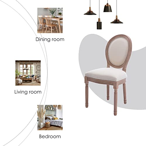 Kiztir French Country Dining Chairs Set Of 6, Farmhouse Dining Chairs With Round Backrest, Mid Century Upholstered Dining Chairs With Solid Wood Leg For Dining Room Bedroom Kitchen Restaurant (Beige) #TOP5