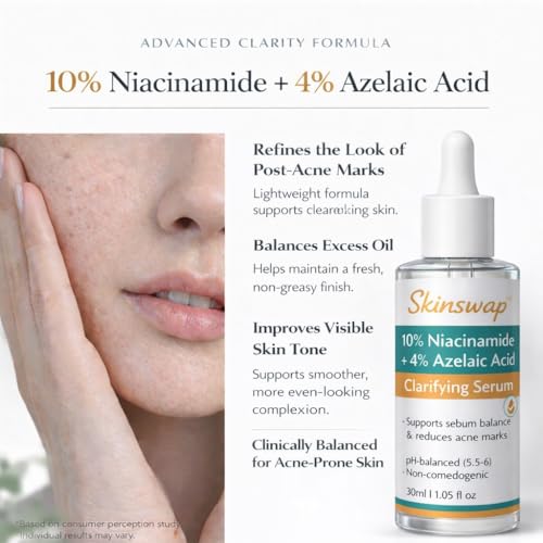 Image of Active 14% Niacinamide Serum with Azelaic Acid | Clarifying Face Serum for Brightening & Oil Control | Helps Reduce Acne, Blemishes & Acne Marks | Smooth, Clear-Looking Skin | For Women & Men | 30 ml