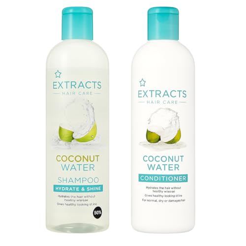 Image of Extracts Coconut Water Hydrating Hair Care Set, Shampoo and Conditioner for Normal to Dry Hair, 2 x 400ml