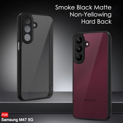 Image of TheGiftKart Hybrid Shockproof Back Cover Case for Samsung Galaxy M47 5G | Camera Protection Module | Hard Back Cover Case for Samsung M47 5G (PC & TPU, Translucent Smoke Matte Back, Black Sides)