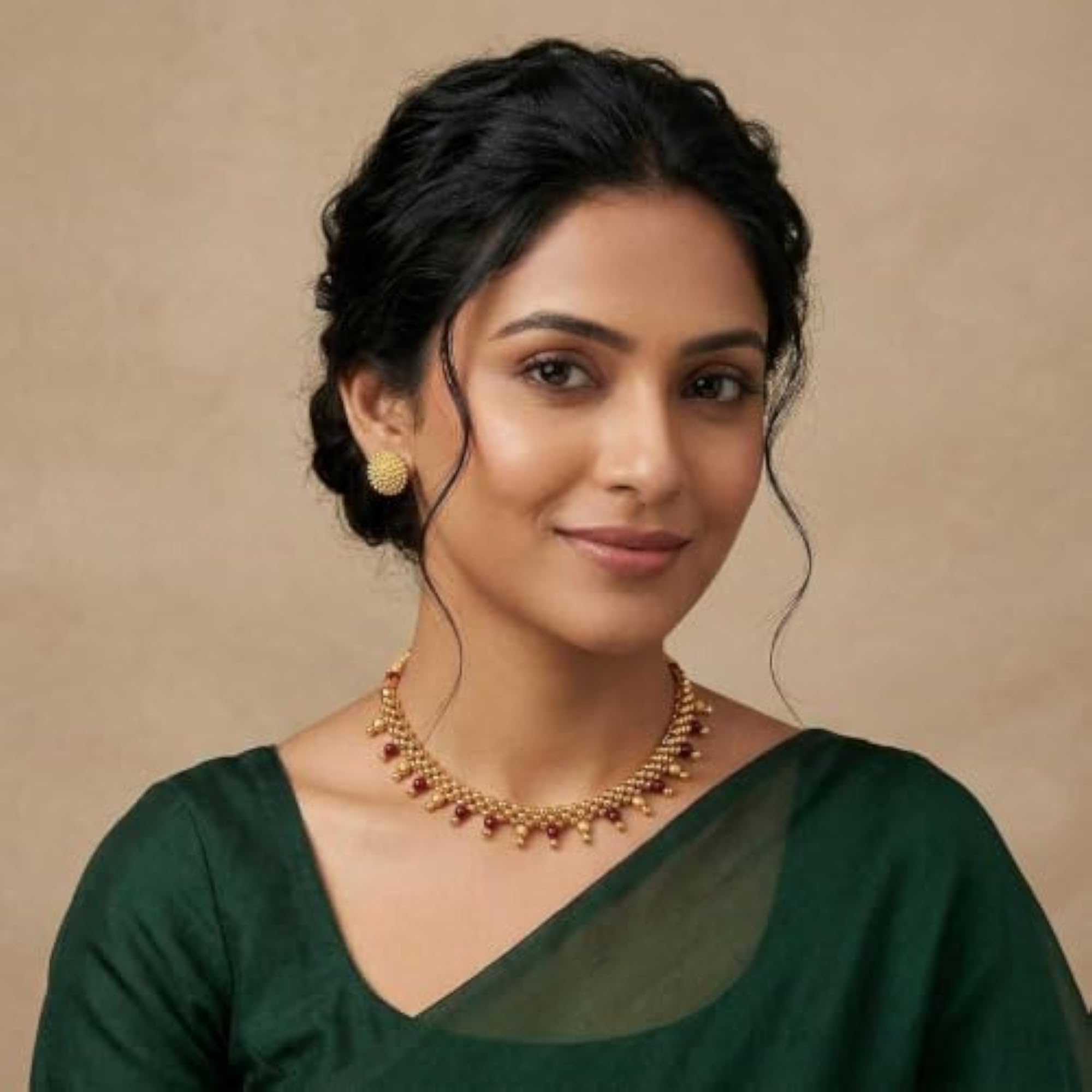 Women's Classic Minimal Thushi Necklace Set with Earrings
