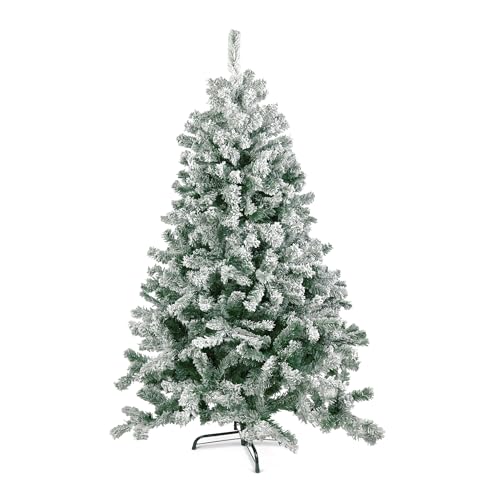 TIENDA EURASIA – Arbol de Navidad Nevado | Color Verde y Blanco | Hierro y PVC | Arbol de Navidad | Soporte de Pie Metálico | Medidas 150, 180 y 210 cm (150 cm - 230 Ramas)