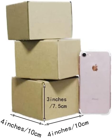Miniatura 6 de Cajas de envío de 4 x 4 x 3 pulgadas, paquete de 25 cajas de cartón corrugado marrón para embalaje de pequeñas empresas, cajas para regalos de