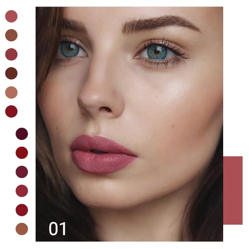 Image of evpct 1Pcs Mauve Matte Liquid Lipstick Lip Gloss Glossy Set for Black Women 24 Hour Pink Silky Velvet Lipstick labiales matte larga duracion mate 24 horas originales 01#