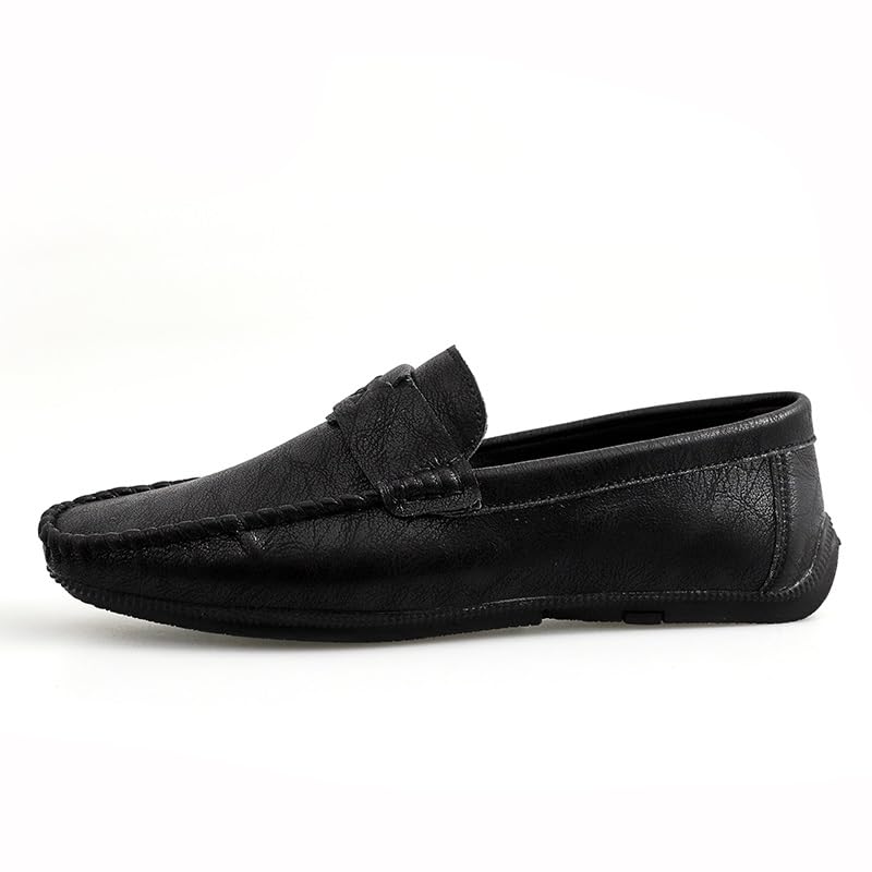 Men's Loafers Shoes Solid Color Round Toe Vegan Leather Lightweight Flexible Anti-Slip Walking Outdoor Slip On2