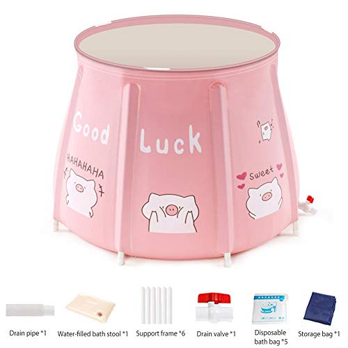 N/B Vasca da Bagno Pieghevole Portatile per Adulti ， Vasca da Bagno Pieghevole per Bagno Addensata in Piedi Ammollo Leggera ， Vasca da Bagno Gonfiabile ， Ideale per Bagno di Ghiaccio Caldo ， 70x70cm