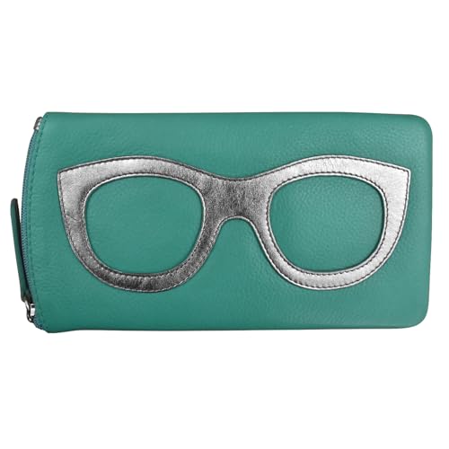 Image of ili New York Smooth Leather Soft Eyeglass Case, Zip Closure with RFID Blocking Lining, Travel-Friendly in Vibrant Colors