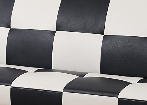 Beverly Fine Furniture Checkered Futon Sofa Bed, Black - Thumbnail 3