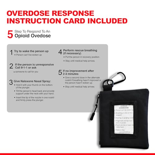 Image of Naloxone Overdose Prevention Canvas Bag - Holds 2 Nasal Spray Devices & Accessories - Empty Case Only, Naloxone Not Included - (Black, Single)