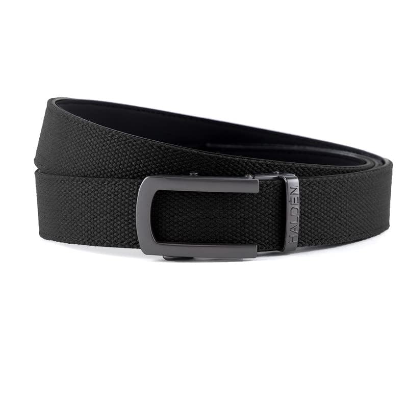 Image of HALDEN Canvas Leather Belt For Men with Magnetic Auto Lock Buckle, Adjustable Strap, Fits Up to 44 inch Waist, Stylish & Durable Belt for Daily Wear