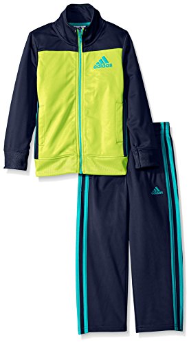adidas Little Boys' Tricot Zip Up Jacket and Pant Set, Solar Yellow, 5