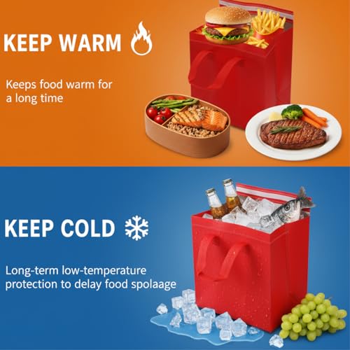 ZENFUN Set of 60 Insulated Take Away Bags, Small Take Out Bag Grocery Bags, Thermal Bag for Hot&cold Frozen Food, Food Delivery, 9.3 x 5.7 x 9.3 inches