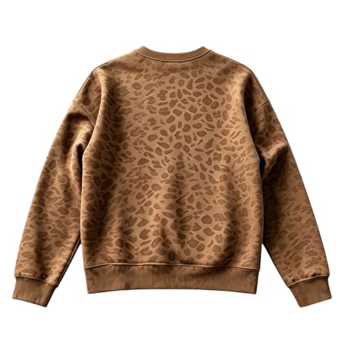 Brown Cheetah Print Sweatshirt Women Oversized Crewneck Leopard Graphic - image 5