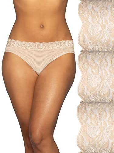 Vanity Fair Women's Flattering Lace Panties: Lightweight & Silky with Superior Stretch, 3 Pack-Neutral, 7
