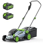 Cordless Lawnmower, ETOOLAB Lawnmower with Brushless Motor up to 280m², 33cm Cutting Width, 5 Cutting Heights, 30L Bag, 2 * 4.0Ah Battery and Charger